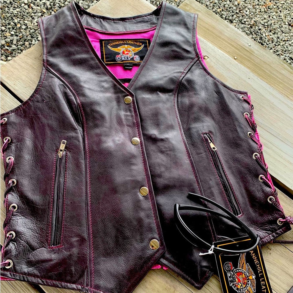 Women’s Purple Leather Vest